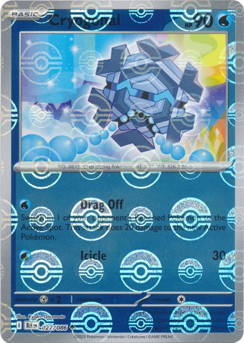 Black Bolt Cryogonal #27/86 Pokeball Holo